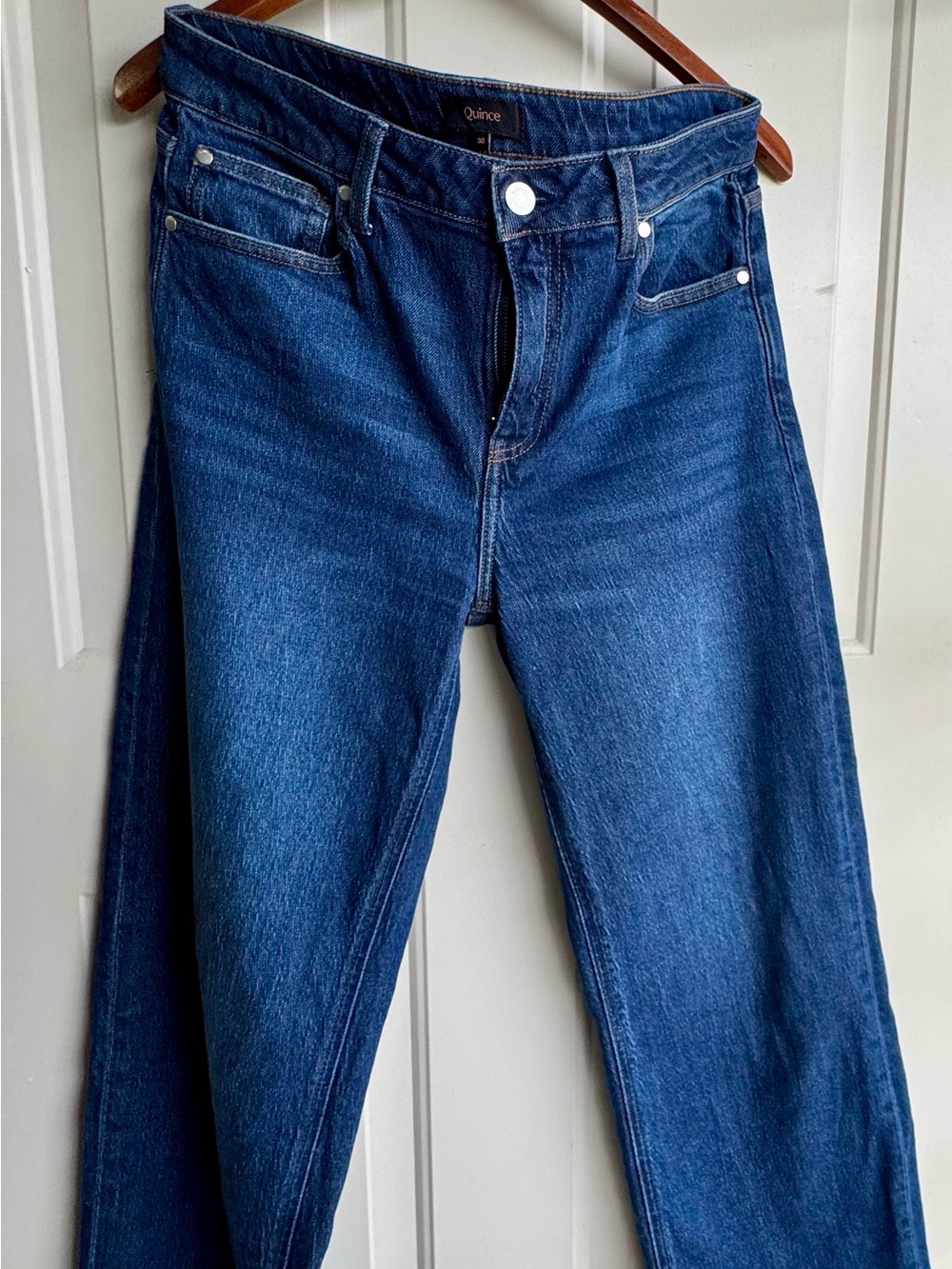 Quince Bella Stretch Relaxed Straight Jeans Stormy Blue 30